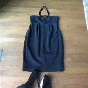 Banana Republic Charcoal Grey Wool Strapless Dress